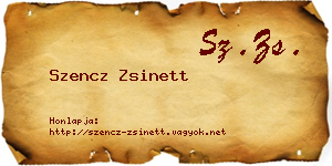 Szencz Zsinett névjegykártya